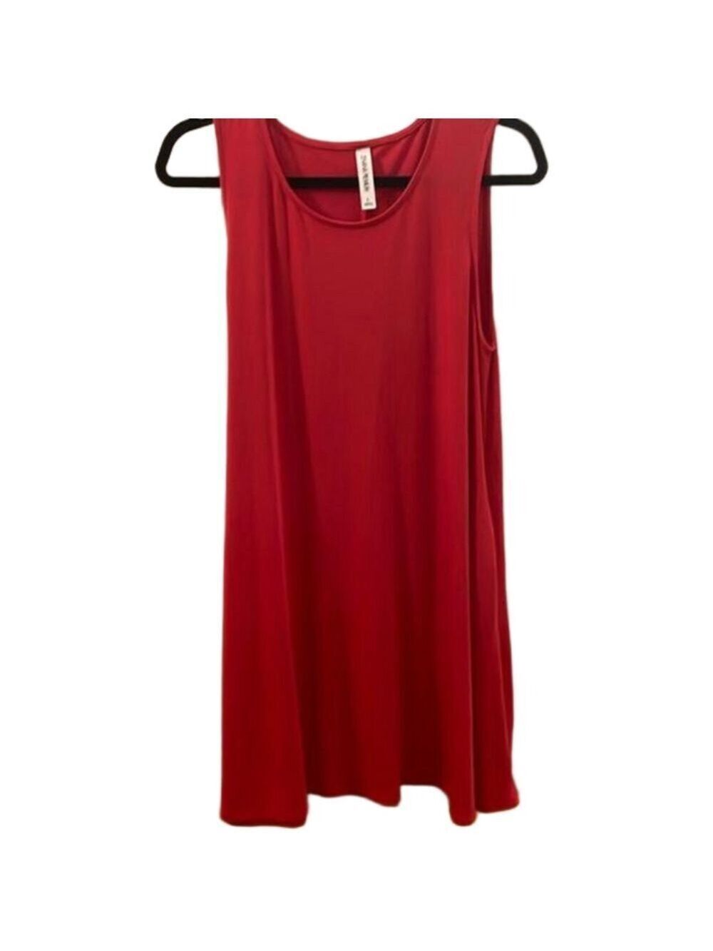 Zenana Premium women’s shirt dress with a little bit of swing in red and mauve.